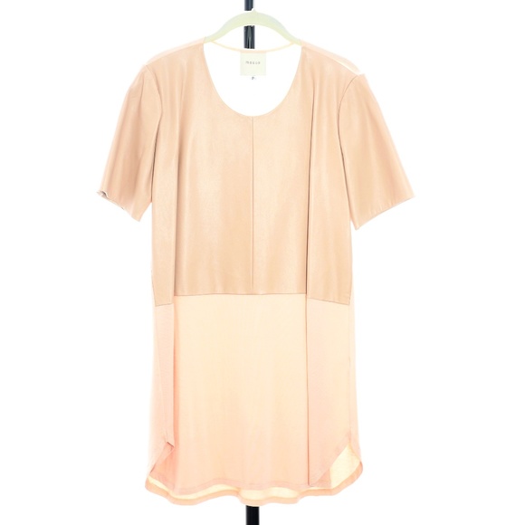 Mason by Michelle Peach Leather Front Tee Dress - Size P - Picture 2 of 7
